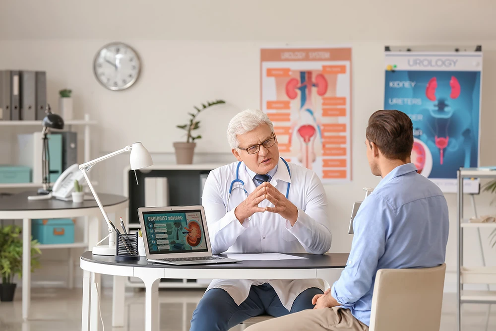 Young man visiting a urologist